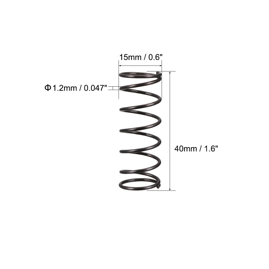 sourcingmap Compression Spring - 1.2mm Wire Dia , 15mm OD , 40mm Free Length Spring Steel Extension Spring,Black,10Pcs - Image 3