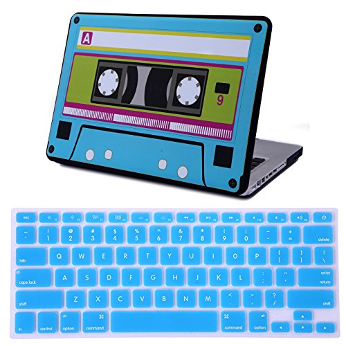 HDE MacBook Pro 13" Non Retina Case Hard Shell Rubber Coated Plastic Cover with Keyboard Skin Fits CD Drive Models A1278 (Retro Cassette)