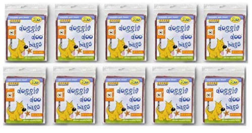 Snappies Tidy-Up Doggie Doo Bags with Tie Handles 10 Packs X 20 Bags