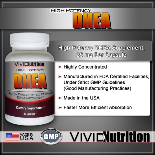 DHEA Vivid Nutrition High Potency supplément de DHEA, 25mg, 60 capsules