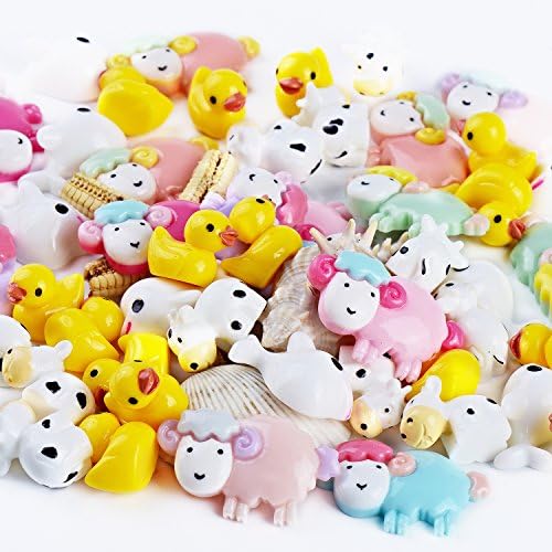 TSLIKANDO 80pcs Slime Charms with Ducks/Whales/Cows/Sheep Slime Beads Resin Flatback for Scrapbooking DIY Crafts
