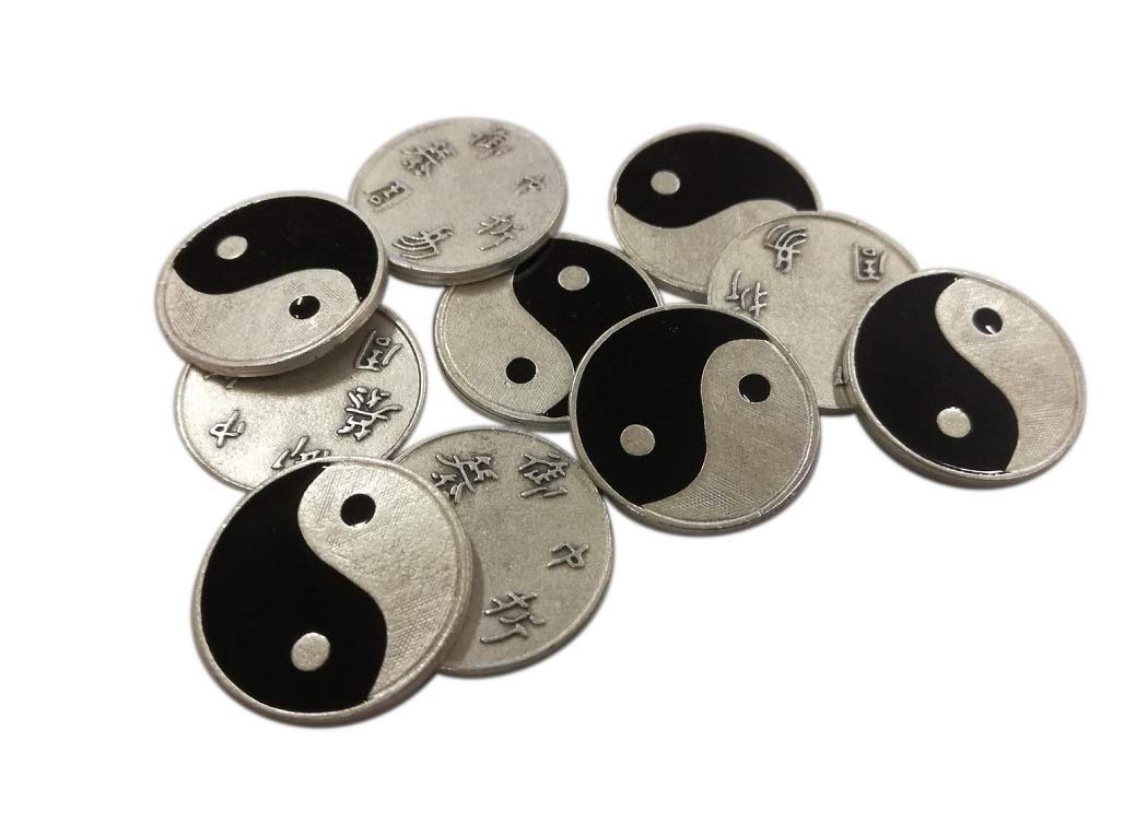 Eurofusioni Ching coins - TAO Yin Yang silver plated coins - The Yijing/I Ching Oracle and Lucky Charm - Diameter Coin inch 0,82-10 pieces
