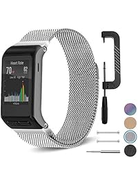 C2D Joy Milanese   Correa de repuesto para reloj inteligente Garmin Vivoactive HR Sports GPS con cierre magnético único, sin hebilla