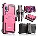 for Samsung Galaxy A10e Case, Heavy Duty Shockproof Built in Screen Full Body Protection Case Cover with Swivel Belt Clip and Kickstand for Samsung Galaxy A10e 5.8inch (Pink)