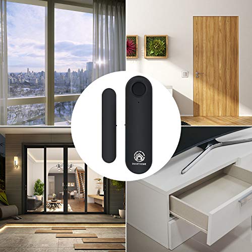 Smallest WiFi Door Windows Sensor Magnets Phone APP Control Doorbell Alexa Siri GoogleAssistant IFTTT Enabled Wireless Security Alarm Door Chime for Home Drawer Garage Office Burglar Alert Darkgray