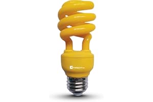 Xtricity Yellow Bug Light Bulbs Compact Fluorescent T2 Spiral, E26 Base, 13W (60W Equivalent), 800 Lumens, Outdoor, CFL, 120V – UL Listed (1 Pack)