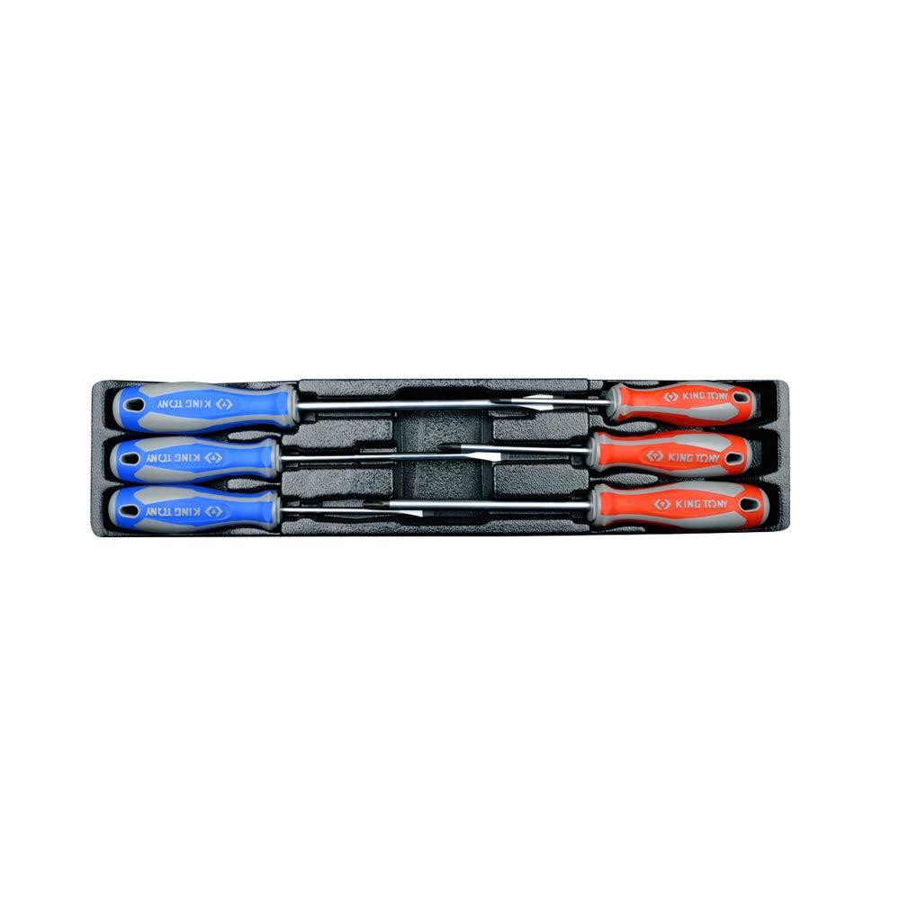KING TONY 930106MR Termoformado 6 Destornilladores Planos Y Phillips for DIYers & Professionals, Ideal for Repair, Installation and Workshop tasks