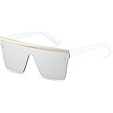 LYZOIT Square Oversized Sunglasses for Women Men Big Flat Top Fashion Shield Large UV Protection Rimless Shades