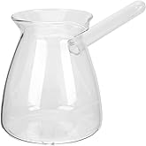 Hemoton 14.25 oz Borosilicate Glass Turkish Coffee Pot, Stovetop Tea Maker with Handle, Milk Warmer Hot Chocolate or Butter Melting Pot for Home
