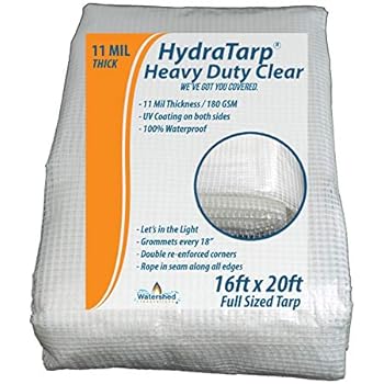 Heavy Duty Clear Greenhouse Tarp - 16ft x 20ft - Premium Quality 10 mil with 3x3 Mesh Weave for Added Strength - UV Coated Protection for Outdoor Camping RV Truck and Trailers