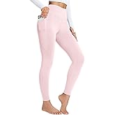 baleaf Women's Petite Fleece Lined Leggings with Pockets, 25" Thermal Winter Warm High Waisted Thick 7/8 Yoga Pants