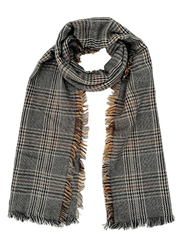 Chezi Plaid Tassel Blanket Winter Scarf Warm Tartan Wrap Long Oversized Shawl (brown)