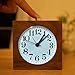 WAYCOM Exquisite Square Silent Mute Table Snoose Small Wood Alarm Clock with Nightlight (Black Walnut Wooden)