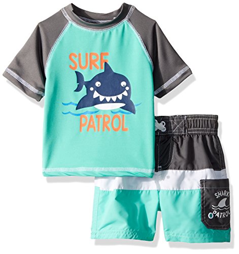 Wippette Boys' Baby INF Pelican 2PC Rashguard Set, Shark Charcoal, 12M