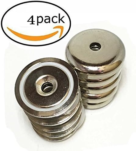 Eilin Super Strong Neodymium Fishing Magnets, 55 LBS(25KG) Pulling Force Rare Earth Magnet with Countersunk Hole Eyebolt Diameter 2.36 INCH (36mm) for Retrieving in River and Magne- D36X7MM（4 Pack）