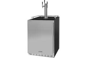 Kegco Kegerator 24" Wide Triple Tap Black/Stainless Steel Undercounter Beer Dispenser HK38BSU-L-3