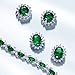 3CT Oval Green Stud Earrings For Women Simulated Emerald CZ Halo Crown Cubic Zirconia .925 Sterling Silver