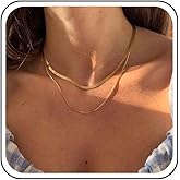 Erimberate Vintage Layered Snake Bone Necklace Choker Gold Snake Chain Necklace Bohemian Flat Snake Collar Necklace Double Layer Choker Necklace Jewelry for Women