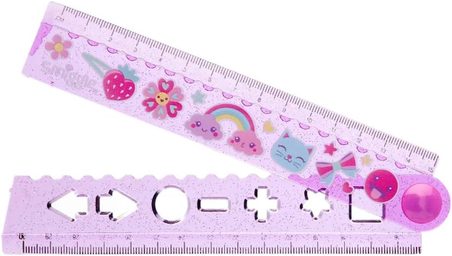 Smiggle Ruler Folding Silicone 15cm30cm 'Stylin' (Purple Sparkle