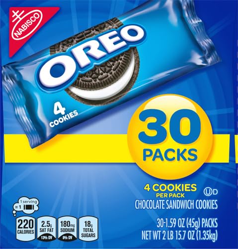 OREO CHOCOLATE SANDWICH COOKIES, 30 SNACK PACKS (4 COOKIES PER PACK)