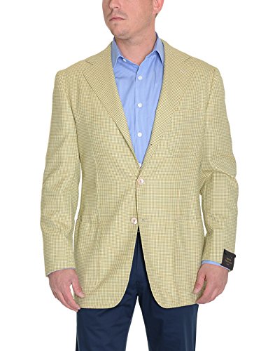 Sartoria Partenopea 40R 50 Green Check Unlined Wool Sportcoat With Patch Pockets