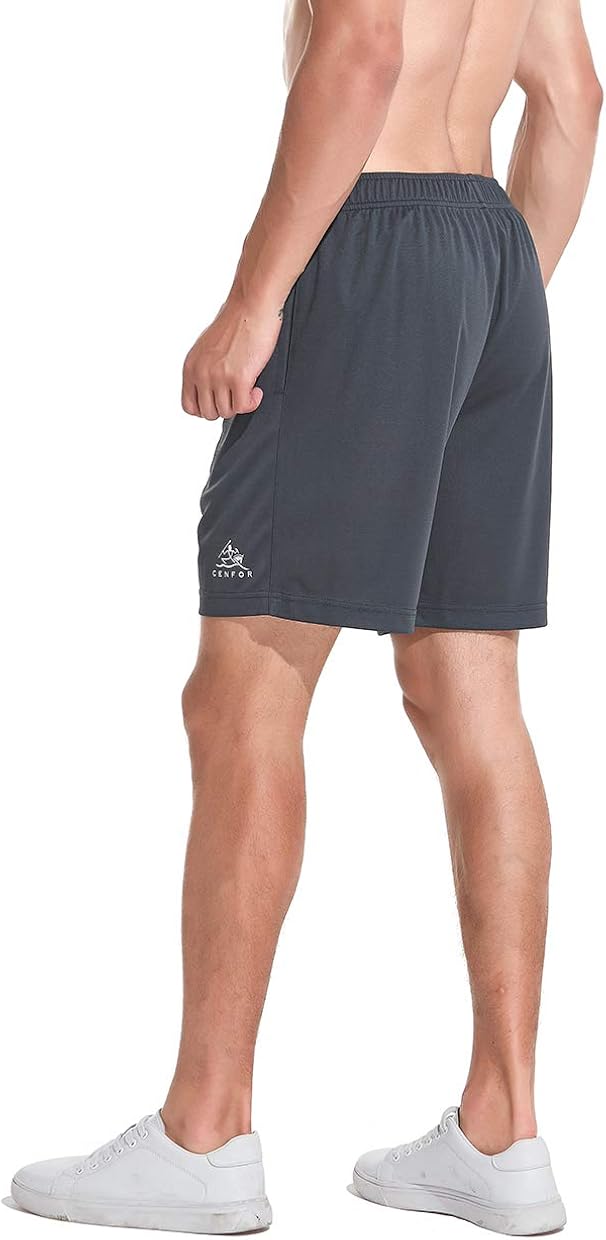 CENFOR Men's Running Shorts with Pockets - Gym Workout Shorts, Quick Dry Athletic Shorts: Clothing