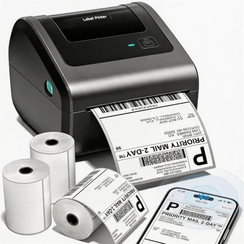 Phomemo Versandetiketten Drucker Wird mit 3 Rollen 250 Etiketten im 4 x 6