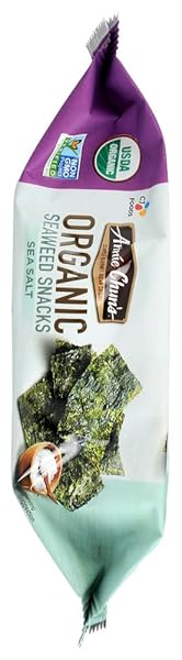 ANNIE CHUN’S, SEAWEED SNK, OG2, SEA SALT, PACK OF 12, SIZE .16 OZ, (GLUTEN FREE GMO FREE VEGAN 95%+ ORGANIC)