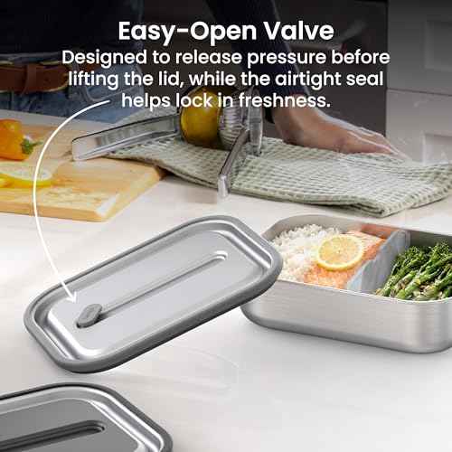 Bentgo MicroSteel Leak-Proof Lunch Box, Microwave-Safe and Oven-Safe Bento Container with Removable Divider, Airtight Lid, Stainless Steel, 5-Cup Capacity, BPA-Free (Stainless Steel)