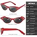 Elimoons Cat Eye Sunglasses 50S with Rhinestones, Black/Red/White, Pack of 3