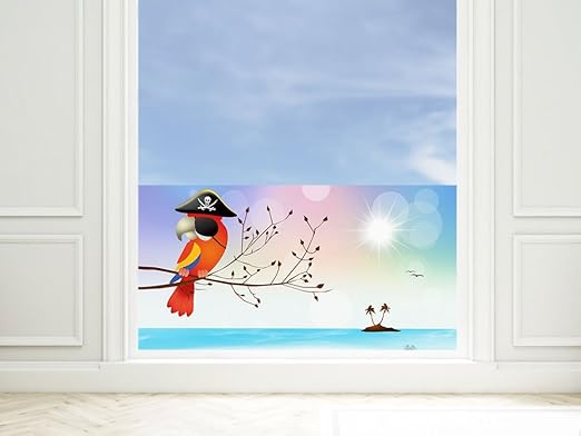 Grazdesign Sichtschutzfolie Piraten Klebefolie Fenster Papagei Milchglasfolie Fenster Meeresblick Fensterfolie Kinderzimmer 110x57cm Amazon De Kuche Haushalt