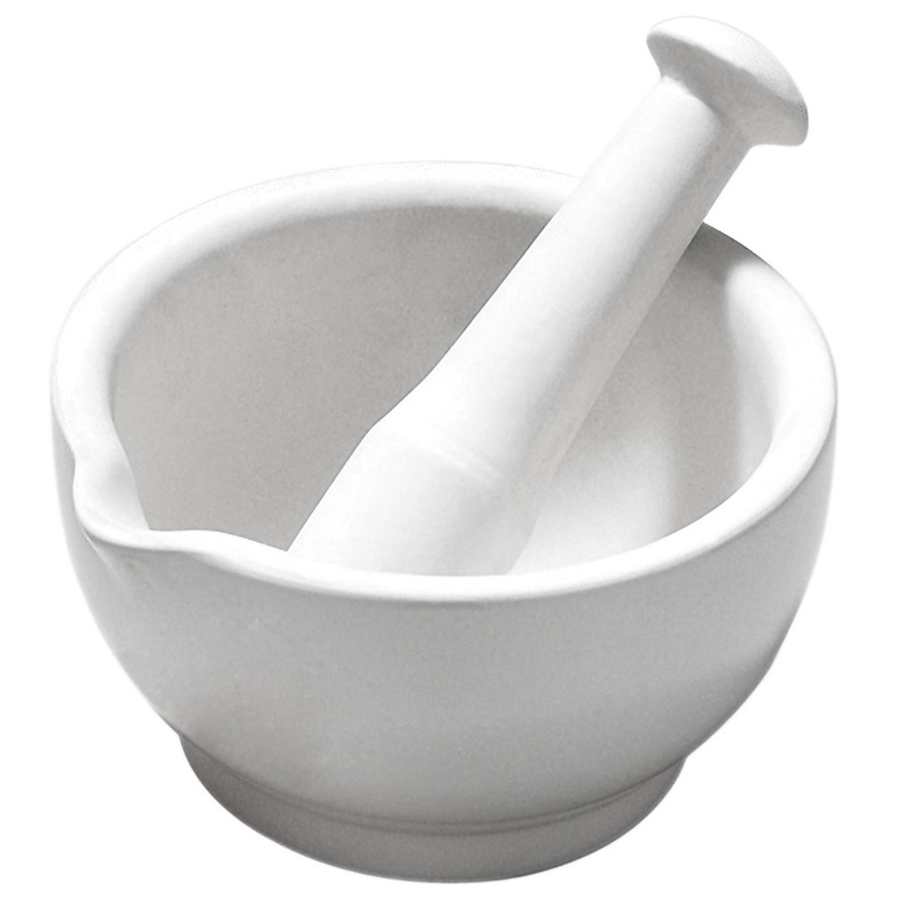KitchenCraft Home Made Mortar and Pestle Set in Gift Box, Vitrified Ceramic, White, 8.5 cm