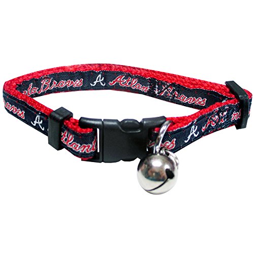 MLB CAT COLLAR. - ATLANTA BRAVES CAT COLLAR. - Strong & Adjustable BASEBALL Cat Collars with Metal Jingle Bell