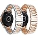 Oitom Stainless Steel Bands Compatible with Samsung Galaxy Watch 42mm /Gear Sport Women Men, Pack 2 Heavy Duty Solid Metal Strap Watch Bands with 2pcs Screen Protector(Silver/Rose Gold + Rose Gold)