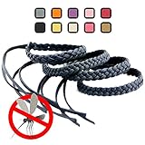 Kinven Mosquito Bug Repellent Faux Leather Bracelet Bands - DEET Free â€“ Stylish Braiding, 2 packs (4 bracelets), (Color: Black)