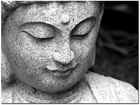 Sea Charm Black and White Prints Statue of Peaceful Buddha Picture Canvas Prints Wall Art for Home Decor Modern Yoga Room Decoration,Framed Ready to Hang,Large Size 30 x 40