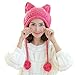BIBITIME Women's Hat Cat Ear Crochet Braided Knit Caps Warm Snowboarding Winter (One Size, Watermelon red)