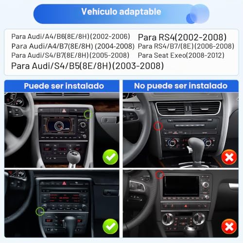 Inefala 4+64G Stereo for Audi A4 S4 RS4 8E B6 B7 2000-2009 Android 15 with Wireless Carplay and Android Auto, 7'' Radio Screen with Bluetooth 32EQ GPS FM/RDS SWC AHD Reverse Camera
