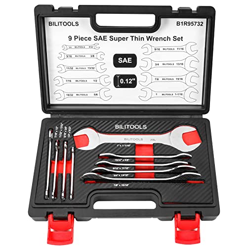 BILITOOLS Super Thin Open End Wrench Set, 9 Piece
