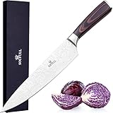 Japanese Chef Knife, Soufull 8 inch Sturdy Stainless Steel Kitchen Knife with Razor Sharp Blade and Balanced Ergonomic Pakka Wood Handle with Gift Box