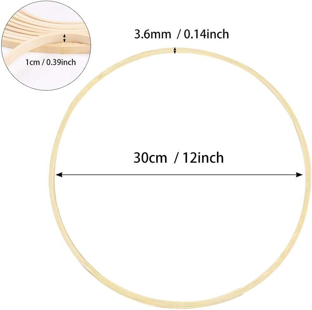 HooAMI 5 Pack 12inch/30cm Wreath Rings Wooden Bamboo Floral Hoop Wreath Macrame Craft Hoop Rings for DIY Wedding Wreath Decor Dream Catcher and Wall Hanging Crafts - Image 3