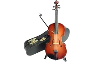 ALANO Miniature Violin Model violin ornaments Mini Musical Instrument with leather box & bow & stand (14cm)