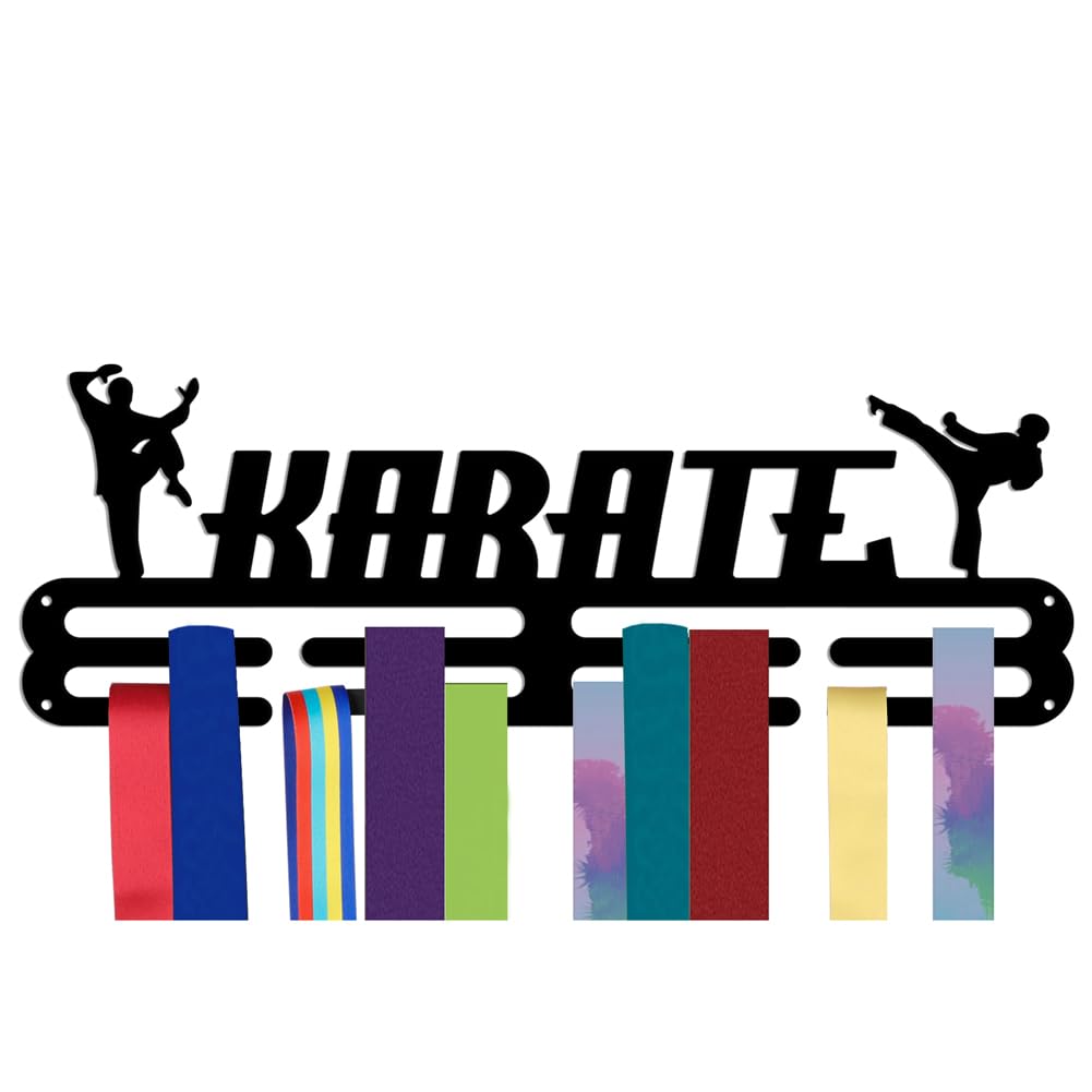 NBEADS Medals Hanger Display Holder Rack, Karate Theme Medals Display Wall Mounted Frame Medal Ribbon Holder Hooks for Competition Medal Wall Hanging Display, Mount Over 50 Medals