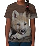 Kids Graphic Tee Youth T Shirt Wolf Cub Clothes for Girls