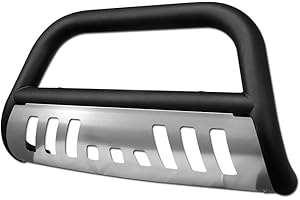 Stehlen 714937181311 Compatible With 2008-2014 Ford Econoline E150 / E250 / E350 Superduty Van 3" Classic Series Bull Bar - Matte Black/Brush Aluminum Skid Plate