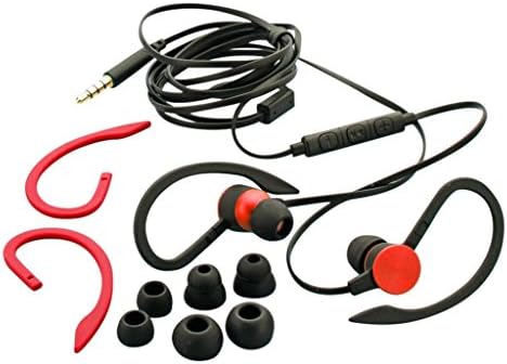 Auvio Sports Clip With Mic Headphones Red Unisex Adult One Size