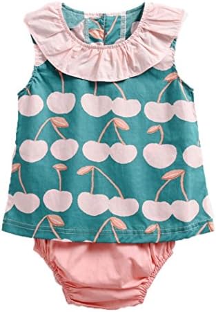 Memela Baby Peter Pan Collar Nautical Dress and Panty Set,Baby Boys Girls Cherry Tops Shirt+ Pants Outfits Set