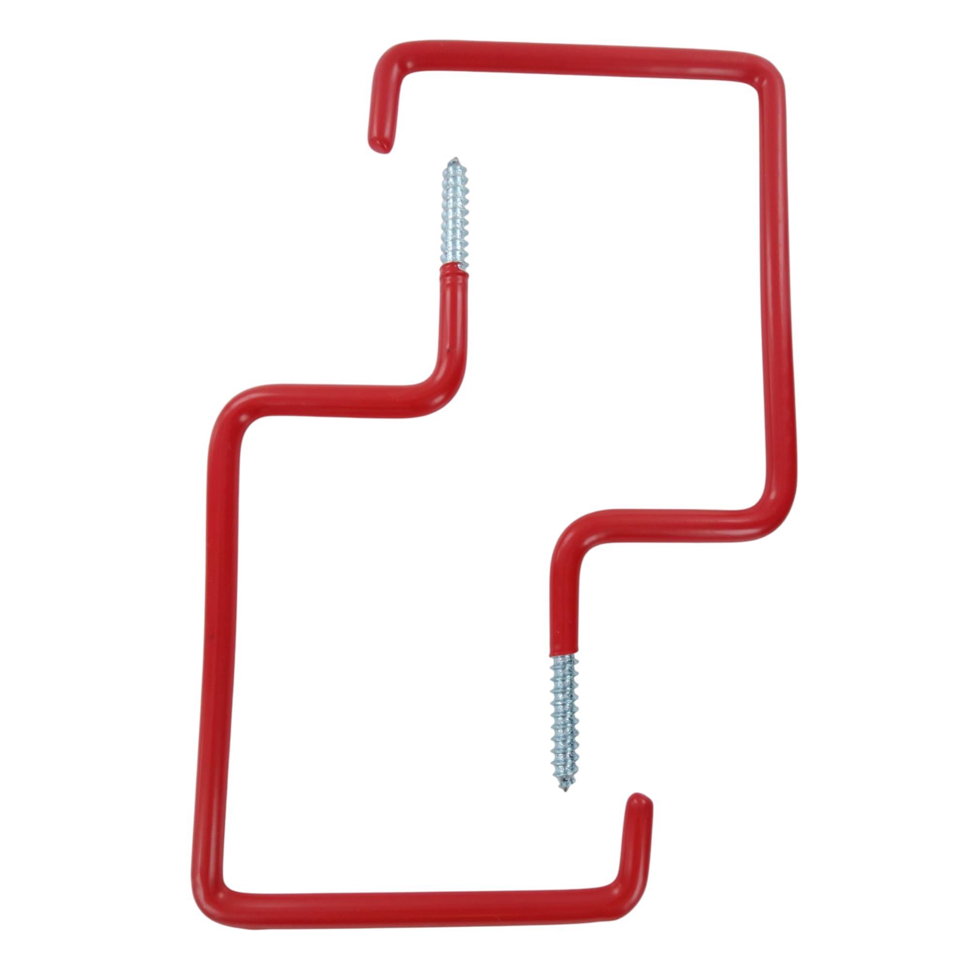 Merriway BH04578 (2 Pcs) Red Plastic Coated All Purpose Shed Garage Storage Hooks - Pack of 2 Pieces