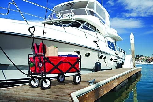 Mac Sports Collapsible Folding Outdoor Utility Wagon, Red (Renewed)
