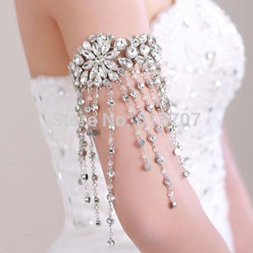 Rhinestone Arm Cuff, Bridal Arm Bracelet, Wedding Upper Arm Jewelry Handmade